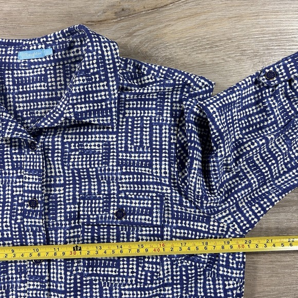 J McLaughlin Large Lawrence Blue Collared Catalina Cloth Geometric Shirt Dress - Picture 11 of 14